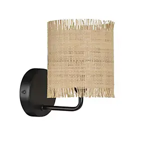 Applique murale Ibiza E14 40W IP20 L.13 x H.18 x P.18cm métal et raphia coloris naturel Corep