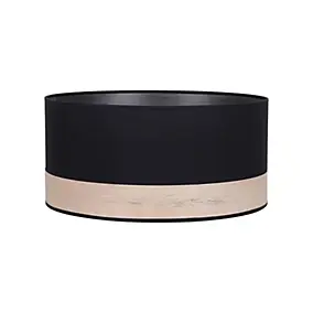 Abat-jour cylindre noir bandeau effet bois Ø40cm Corep