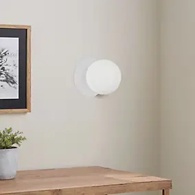 Applique murale ronde en verre et métal blanc Ø20cm G9 IP20 33W Corep