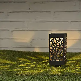 Lanterne carrée à piquer d'extérieur solaire LED integrée Macapa noir 0.12W