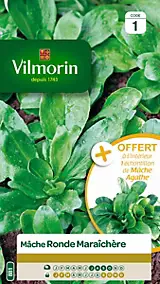 Graines de mâche variété "Ronde maraîchère" Vilmorin semis de juillet à octobre