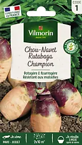 Graines de rutabaga variété "Champion à collet rouge" Vilmorin semis de mai à juillet