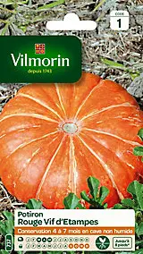 Graines de potiron variété "Rouge vif d'Étampes" Vilmorin semis de mars à mai