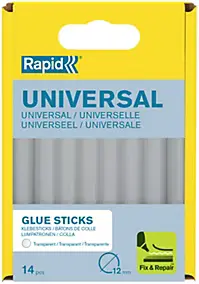 14 Bâtons de colle transparente universelle 12 mm Rapid 125 G