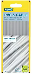 Bâtons de colle PVC & câbles 12 mm. Parfait pour les travaux de fixation et de réparation. Paquet de 14 bâtons longs.