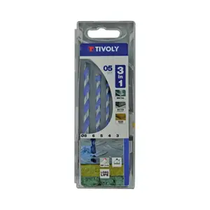 Forets "3 en 1" polyvalents 3-8 mm en acier carbure, coffret 5 pièces, 165 mm