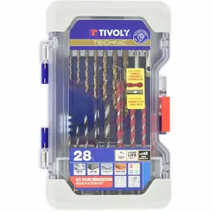 Coffret Perçage et Vissage 28 pièces forets et embouts multi-matériaux bois béton métal plastique