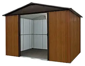 Abri de jardin Yardmaster WGY en métal coloris marron et imitation bois ép.0,3 mm surface extérieure 12 m²