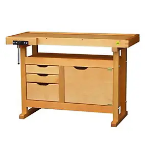 Etabli de menuisier en bois Outifrance 1 porte 3 tiroirs L.120 x l.50 x H.82 cm