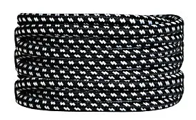 Câble tissu 3m noir et blanc Tibelec