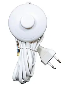 Cordon avec interrupteur à pied + fiche Tibelec 3m blanc