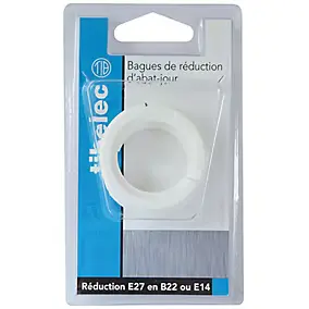 Bague de réduction d'abat-jour E27/E14/B22 Tibelec Ø. 44mm plastique blanc vendue par 2
