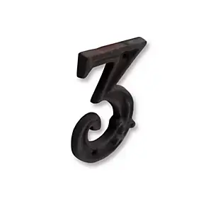N° de maison - marquage 3 - en fonte - couleur marron - à visser - hauteur 12 cm - Chapuis CFR3