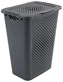 Panier à linge Sundis pixel capacité 50 litres coloris gris en polypropylène recyclé L.40 x l.25 x H.57 cm