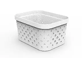 Panier de rangement rectangulaire, 1.5 L, gris, L.16,5 x l.12,5 x H.9 cm, Sundis Pixel