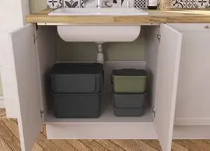 Poubelle de tri avec couvercle gris mat 25 L - 29,7 x 34,2 x 38,4 cm