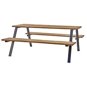 Pied de table de pique nique en triangle Mottez en acier noir H. 71 cm