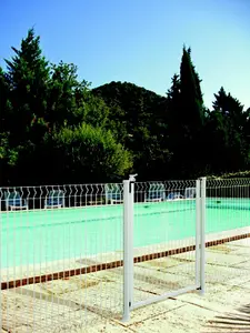 Poteau sur socle pour clôture piscine, L. 50 mm H. 2,4 m l. 70 mm, colori blanc