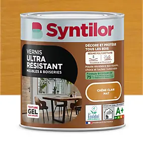 Vernis meubles et boiseries Biosourcé Syntilor effet chêne clair mat 0,5L