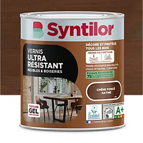 Vernis meubles et boiseries Biosourcé Syntilor effet chêne foncé satiné 0,5L