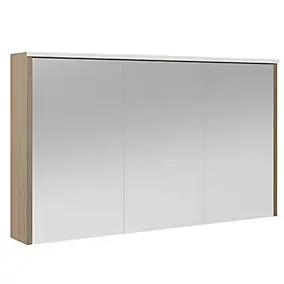 Armoire de salle de bains lumineuse LED avec miroir effet bois l.120 x H.70 x P.18 cm, Decotec Havana