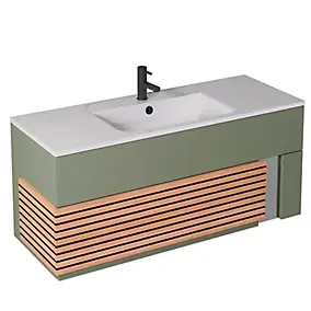 Meuble sous vasque à suspendre Archi fougère mat 120 cm + plan vasque en Céramyl® Decotec