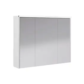 Armoire de salle de bains éclairante avec miroir Archi blanc mat 90 cm