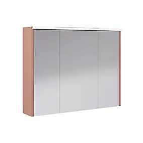 Armoire de salle de bains éclairante avec miroir Archi terracotta mat 90 cm