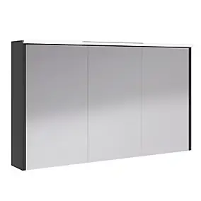 Armoire de salle de bains éclairante avec miroir Archi noir mat 120 cm