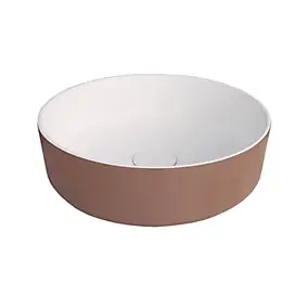 Vasque à poser en résine terracotta, Ø38 x H.12 cm, Decotec Havana
