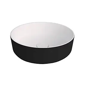 Vasque à poser en résine noir mat, Ø38 x H.12 cm, Decotec Havana