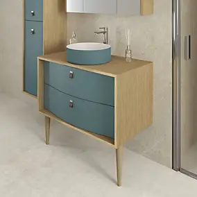 2 pieds en chêne massif l.6 x H.32 x P.6 cm pour meuble sous vasque Havana de Decotec