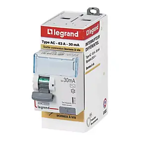Interrupteur différentiel 30mA 63A type AC Legrand