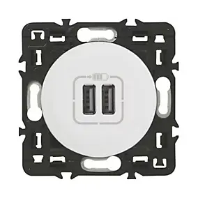 Mécanisme de prise double chargeur USB Legrand Céliane blanc