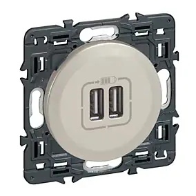 Mécanisme de prise double chargeur USB Legrand Céliane titane