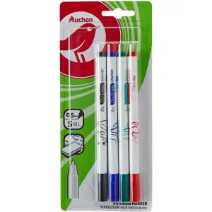 AUCHAN Marqueurs effaçables medium coloris assortis