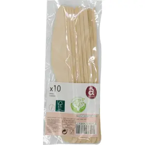 ACTUEL Lot de 10 couteaux en bois compostables