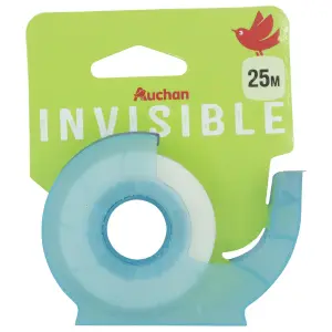 AUCHAN Rouleau adhésif invisible + dévidoir 19mmx25m - coloris aléatoires