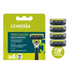COSMIA MEN Recharge 5 lames compatibles rasoirs Activ3 et Précision 4 recharges