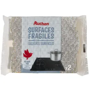 AUCHAN Éponges cuisine vitro-céramique 2 éponges