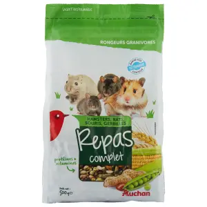 AUCHAN Repas complet pour hamsters rats souris et gerbilles 500g