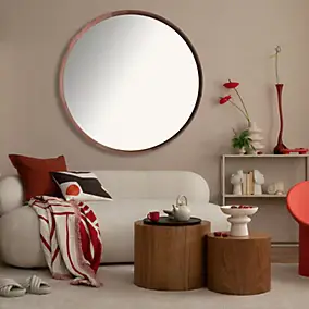 Grand miroir rond effet noyer Ø100cm Ariane