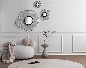 3 miroirs filaires noir Ø20,30 et 60cm Ariane
