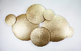Décoration murale rond doré effet martelé L.54 x l.90 cm