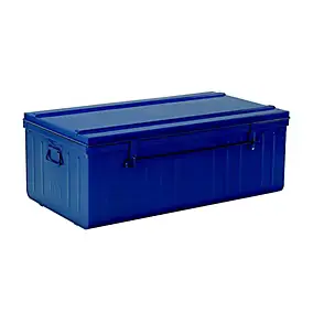 Cantine en acier bleu 175 L avec poignées, L.100 x l.55 x H.40 cm, cadenassable et empilable, Snor