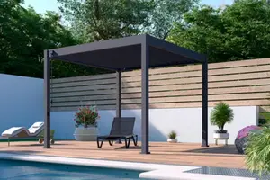 Pergola avec lames orientables gris anthracite - 3 x 3 m