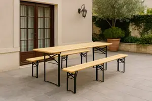 Table pliante acier bois