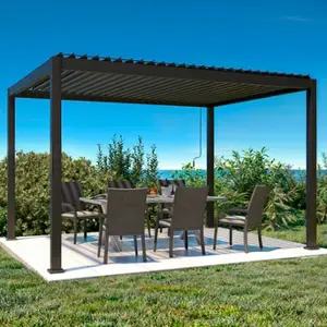 Pergola en aluminium anthracite - L. 391 x P. 301 x H. 250 cm.