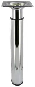 Pied zoom en acier chromé Ø 30 mm avec platine 60x60 mm