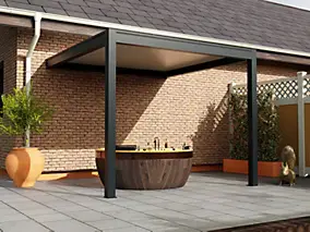 Pergola bioclimatique adossée motorisée aluminium Oviedo gris 3 x 3 m